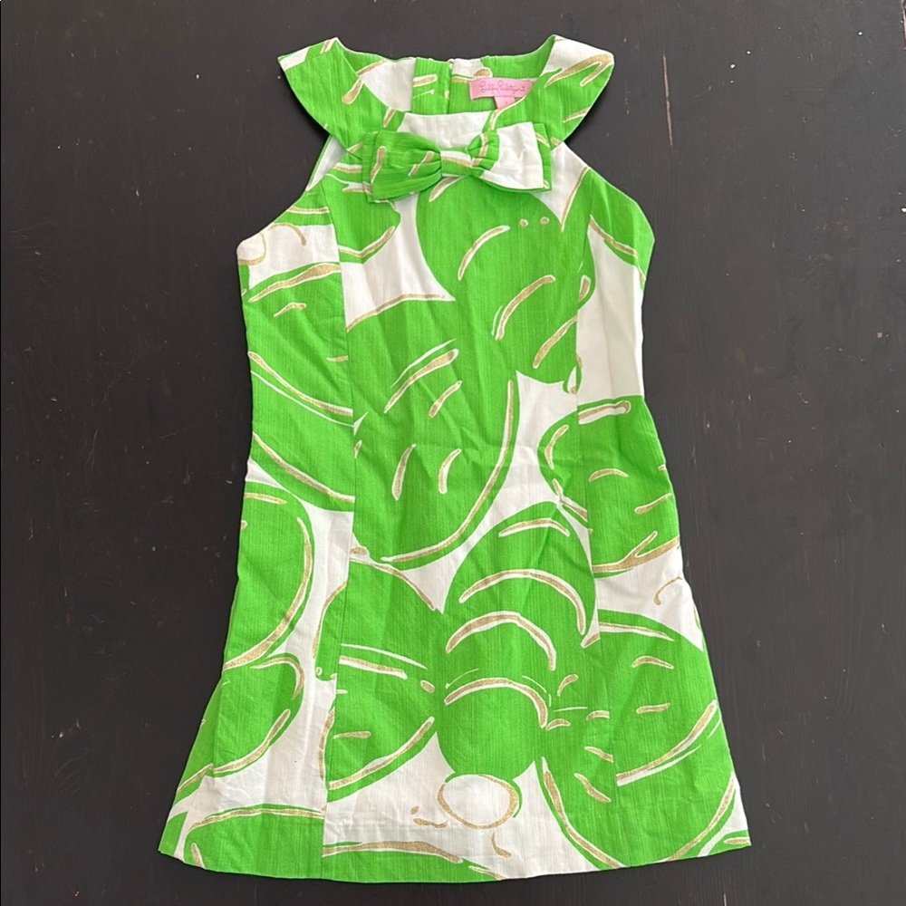 Lilly Pulitzer Green and White Halter Sheath Dress Resort Wear